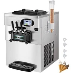 Macchina Gelato 6l2/h 2200w Vassoio Per Uova Lcd Pre-raffreddato 3 Gusti