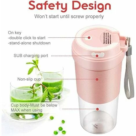 ITullatore Portatile, Mini ITullatore Per ITullati, ITullatore Di ITutta Personale, Spremiagrumi Elettrico Portatile USB Con 2 Lame, Batteria Ricaricabile Da 1400 MAh - immagine 2