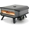 Cozze® 90349 - Forno Per Pizza A Gas Da 13, Con Termometro, Mobile, Pietra Per Pizza A Gas, Regolabile Fino A 400°, Con Pietra Per Pizza Portatile Da 34 X 34 Cm, Colore: Nero