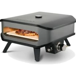 Cozze® 90349 - Forno Per Pizza A Gas Da 13, Con Termometro, Mobile, Pietra Per Pizza A Gas, Regolabile Fino A 400°, Con Pietra Per Pizza Portatile Da 34 X 34 Cm, Colore: Nero