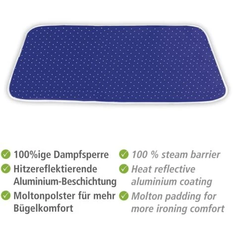 Maximex 1201733500 Dampf-Bügeldecke, Cotone, Blu, 130x65 Cm - immagine 2