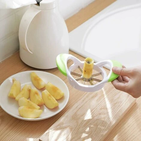 Affettatrice Per Mele, Affettatrice E Detorsolatore Con Impugnatura Facile, Taglia-mela Con 8 Lame In Acciaio Inossidabile, Taglia-mela Con Manico Verde E Detorsolatore, Taglia-mela E Affettatrice - immagine 4