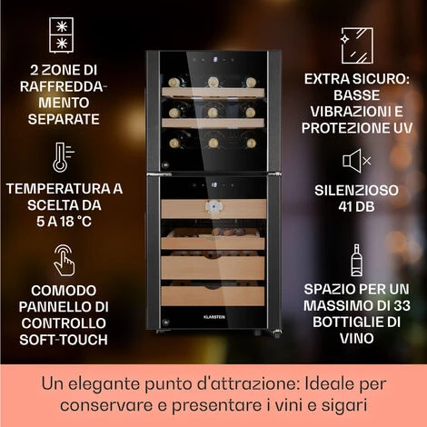 Klarstein El Dorado 89 - Humidor E Frigorifero Per Vini, Touch, 89 L, LED - immagine 2