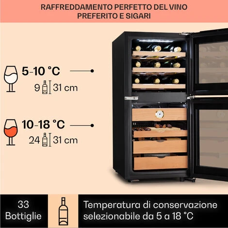 Klarstein El Dorado 89 - Humidor E Frigorifero Per Vini, Touch, 89 L, LED - immagine 4