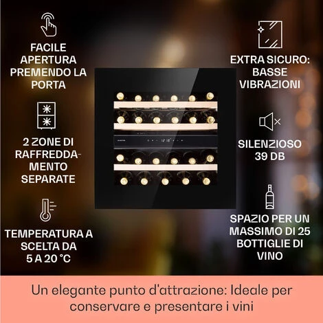 Klarstein Rhône 25 Duo - Frigorifero Per Vini, Raffreddamento A Compressione, 2 Zone, 75 Litri/25 Bottiglie - immagine 2