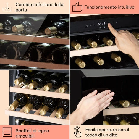 Klarstein Rhône 25 Duo - Frigorifero Per Vini, Raffreddamento A Compressione, 2 Zone, 75 Litri/25 Bottiglie - immagine 5