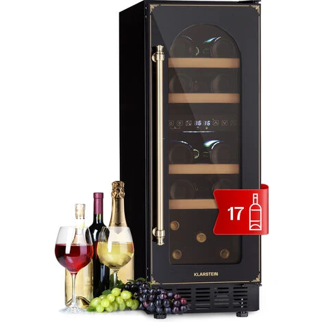 Klarstein Vinovilla 17 Built-In Duo Vilhelmine Edition - Frigorifero Per Vini, 17 Bottiglie, 3 Colori, Sportello In Vetro