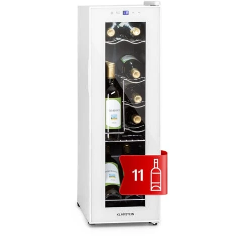 Klarstein Shiraz 12 Slim Uno - Frigorifero Per Vini, 32 L/12 Bottiglie, Touch, 85 W, 5-18 °C, LED
