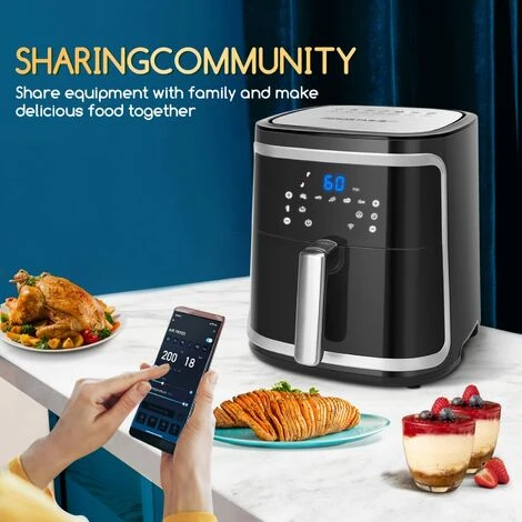 Friggitrice Ad Aria Intelligente Smart 1900W 7L Schermo LED 7 Funzioni Cuoce - immagine 5