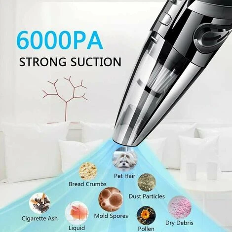 Aspirapolvere Portatile Potente Senza Fili 120W 2200mAh Con Funzione Wet & Dry Filtro HEPA Lavabile E 5 Ugelli Ricaricabili Per Casa, Tavolo, Ufficio, Auto - immagine 3