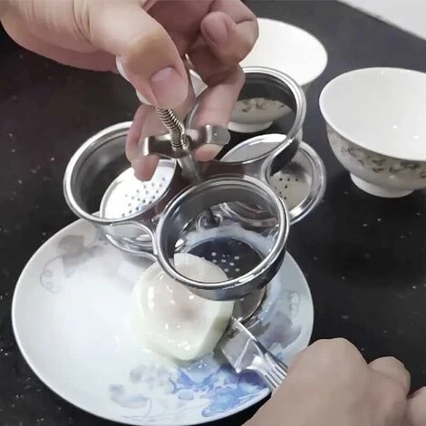 Pentola Per Uova In Camicia In Acciaio Inossidabile A Tre Ripiani, Stampo Per Uova In Camicia, Uova In Camicia In Acciaio Inossidabile Antiaderente Con Fori Per Accessori Da Cucina -1615.46.4cm-1pz - immagine 2