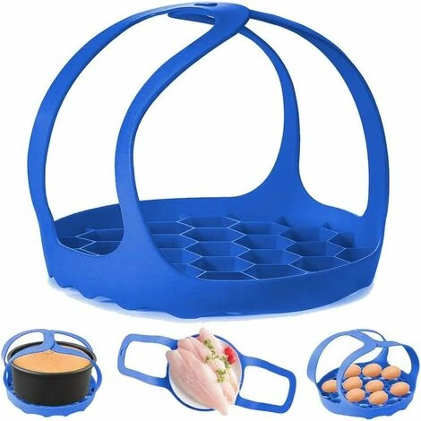 Imbracatura Per Pentola A Pressione, Imbracatura In Silicone Bakeware Pentola Multifunzione Pentole Antiscottatura Rack Per Sollevatore A Vapore, Rack Per Cottura A Vapore Per Uova(Blue-20.513cm-1pc)