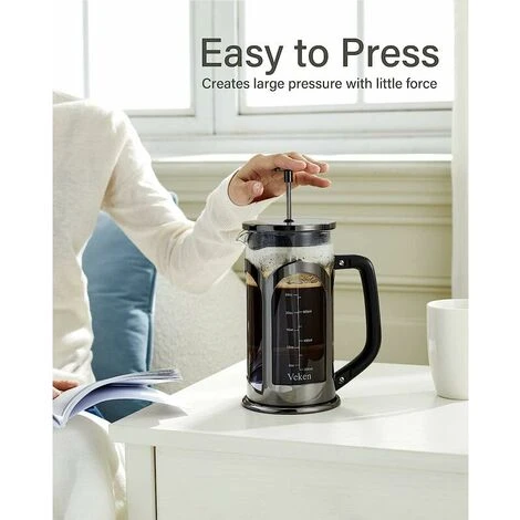 Macchina Per Caffè E Tè, Caffettiera In Vetro Borosilicato Resistente Al Calore In Acciaio Inossidabile 304 Con 4 Filtri, Resistente E Facile Da Pulire, 100% Senza BPA, 34 Oz, Argento - immagine 3