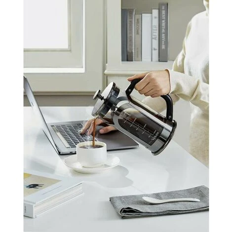 Macchina Per Caffè E Tè, Caffettiera In Vetro Borosilicato Resistente Al Calore In Acciaio Inossidabile 304 Con 4 Filtri, Resistente E Facile Da Pulire, 100% Senza BPA, 34 Oz, Argento - immagine 4