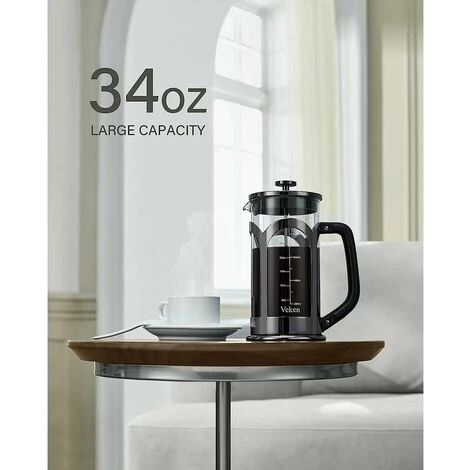 Macchina Per Caffè E Tè, Caffettiera In Vetro Borosilicato Resistente Al Calore In Acciaio Inossidabile 304 Con 4 Filtri, Resistente E Facile Da Pulire, 100% Senza BPA, 34 Oz, Argento - immagine 5