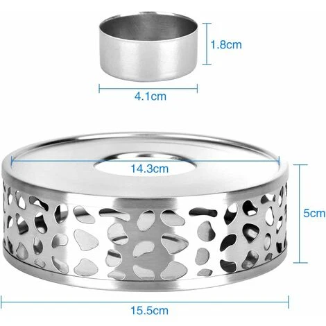 Scalda Teiere Base Riscaldante Per Teiera Base Scaldacandele Tealight Scalda Teiera Base In Acciaio Inossidabile (15 Cm), Kueatily - immagine 2