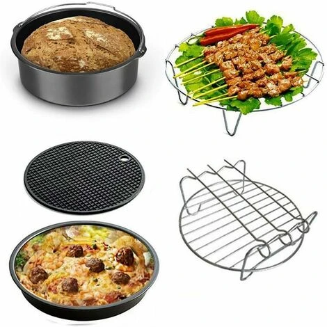Accessori Per Friggitrice Ad Aria Da 6 '' 8 Pezzi, Kit Di Accessori Per Friggitrice Ad Aria Calda Universale Per E Tutte Le Friggitrici Ad Aria MaASDues (2.3-3.2L), Kueatily - immagine 3