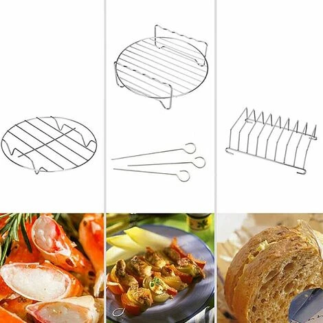 Accessori Per Friggitrice Ad Aria Da 6 '' 8 Pezzi, Kit Di Accessori Per Friggitrice Ad Aria Calda Universale Per E Tutte Le Friggitrici Ad Aria MaASDues (2.3-3.2L), Kueatily - immagine 4