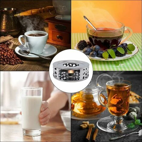 Scalda Teiera In Acciaio Inossidabile, Base Scalda Teiera Con Portacandele Rotondo Per Tè, Caffè, Isolamento Del Latte - immagine 5