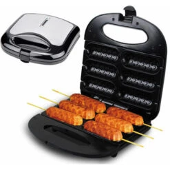 Casseruola Da Cucina Macchina Per Hot Dog Elettrica Corn Dog Macchina Per Waffle Macchina Per Salsicce Rivestimento Antiaderente Cuocere 6 Hot Dog Alla Volta Cucinare BBQ Grill