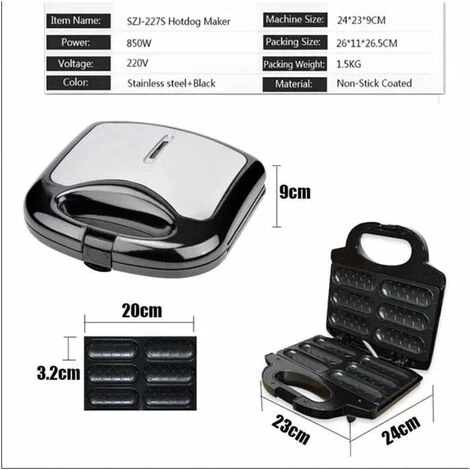 Casseruola Da Cucina Macchina Per Hot Dog Elettrica Corn Dog Macchina Per Waffle Macchina Per Salsicce Rivestimento Antiaderente Cuocere 6 Hot Dog Alla Volta Cucinare BBQ Grill - immagine 2