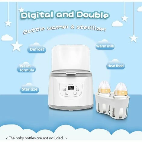 Scaldabiberon 4 In 1 Sterilizzatore A Vapore Per Biberon Scaldapappa Veloce Capacità Di 2 Biberon Temperatura Regolabile Con Display A LED Per Biberon, EU 400W - immagine 3