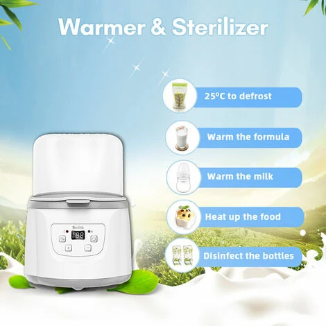 Scaldabiberon 4 In 1 Sterilizzatore A Vapore Per Biberon Scaldapappa Veloce Capacità Di 2 Biberon Temperatura Regolabile Con Display A LED Per Biberon, EU 400W - immagine 5