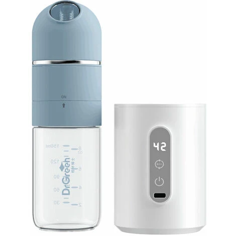 Termostato Per Scaldabiberon Portabble Temperatura Regolabile Display A LED Alimentato Tramite USB Con Biberon In Vetro Da 150 Ml E Dispenser Per Latte In Polvere (blu)