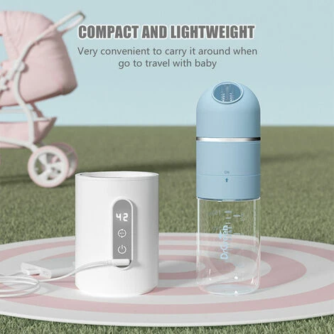 Termostato Per Scaldabiberon Portabble Temperatura Regolabile Display A LED Alimentato Tramite USB Con Biberon In Vetro Da 150 Ml E Dispenser Per Latte In Polvere (blu) - immagine 4