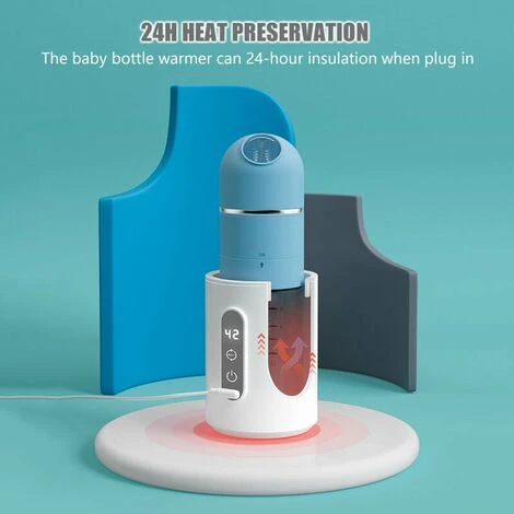 Termostato Per Scaldabiberon Portabble Temperatura Regolabile Display A LED Alimentato Tramite USB Con Biberon In Vetro Da 150 Ml E Dispenser Per Latte In Polvere (blu) - immagine 5