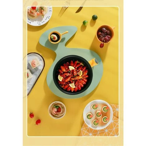 Wok Elettrico Multifunzionale Wok Elettrico Wok Elettrico Mini Padella Antiaderente, Doppio Strato, Giallo - immagine 4
