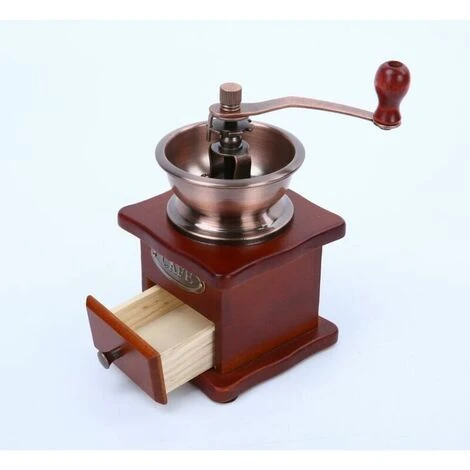 Macinacaffè Manuale Vintage, Macinacaffè Manuale In Legno Mini Macinacaffè Vintage Antico A Manovella Con Impostazione Della Velocità Regolabile, Ottimo Per La Casa E I Viaggi. - immagine 2