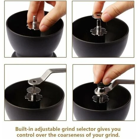 Macinacaffè Manuale, Macinacaffè In Ceramica Premium Regolabile, Nero - immagine 2