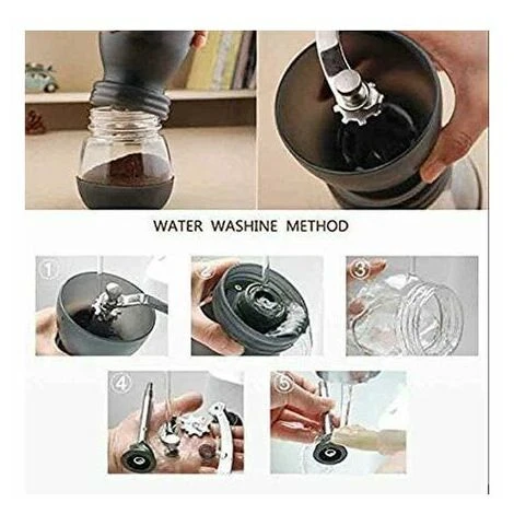 Macinacaffè Manuale, Macinacaffè In Ceramica Premium Regolabile, Nero - immagine 4