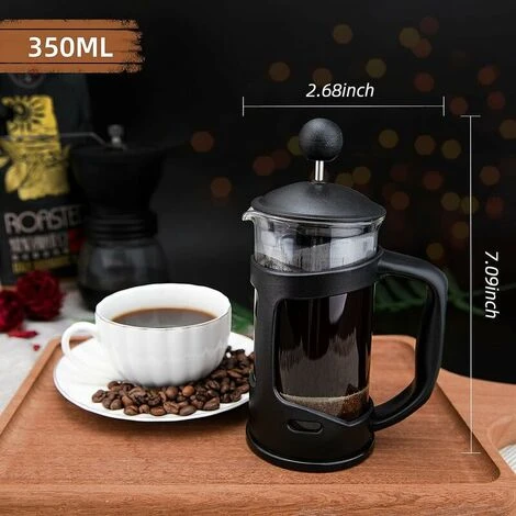 Pressa Francese Da 2 Tazze, Pressa Francese, Perfetta Per Gli Amanti Del Caffè, Caffè Mattutino, Caffettiera Dal Sapore Massimo Con Filtro In Acciaio Inossidabile, Da 12 Once / 350 Ml - immagine 3