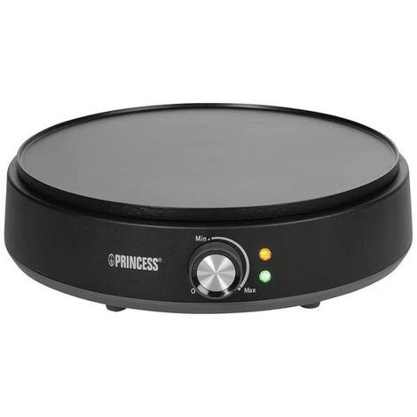 Princess Deluxe Crépes Maker Spia Luminosa, Rivestimento Antiaderente Nero